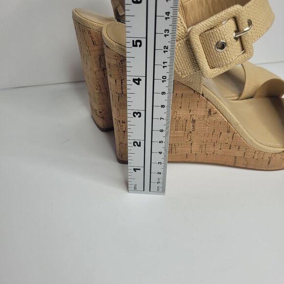 Nine West Courts tan brown wedge platform strappy sandals size 9.5 - Picture 4 of 6